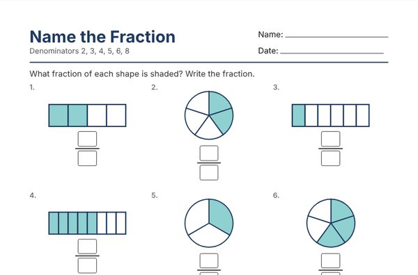 Example: Fraction Worksheets