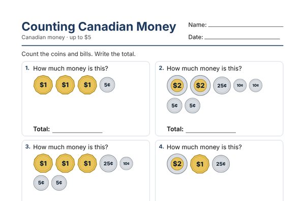 Example: Money Worksheets