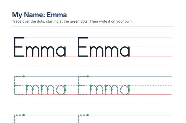 Example: Name Tracing Worksheets